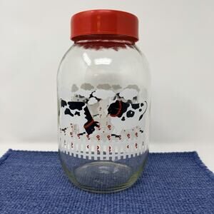 Vintage CARLTON GLASS Cows Farm Kitchen Food Storage Pantry Canister Jar 3L 10"